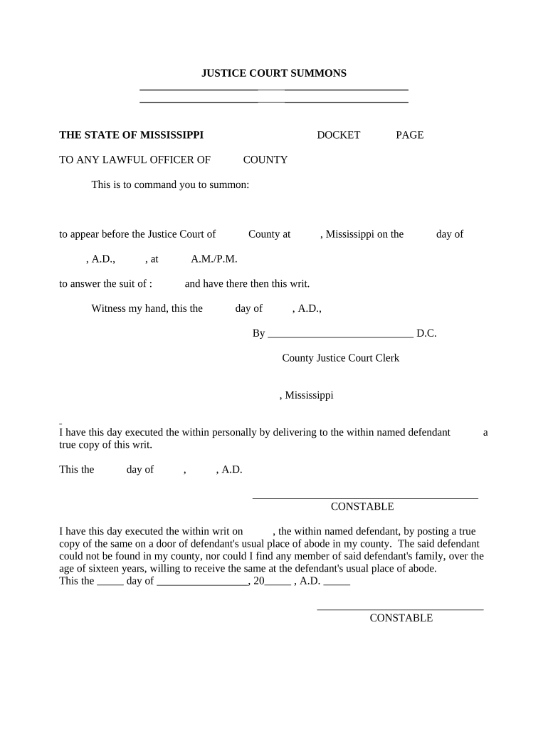Justice Court  Form