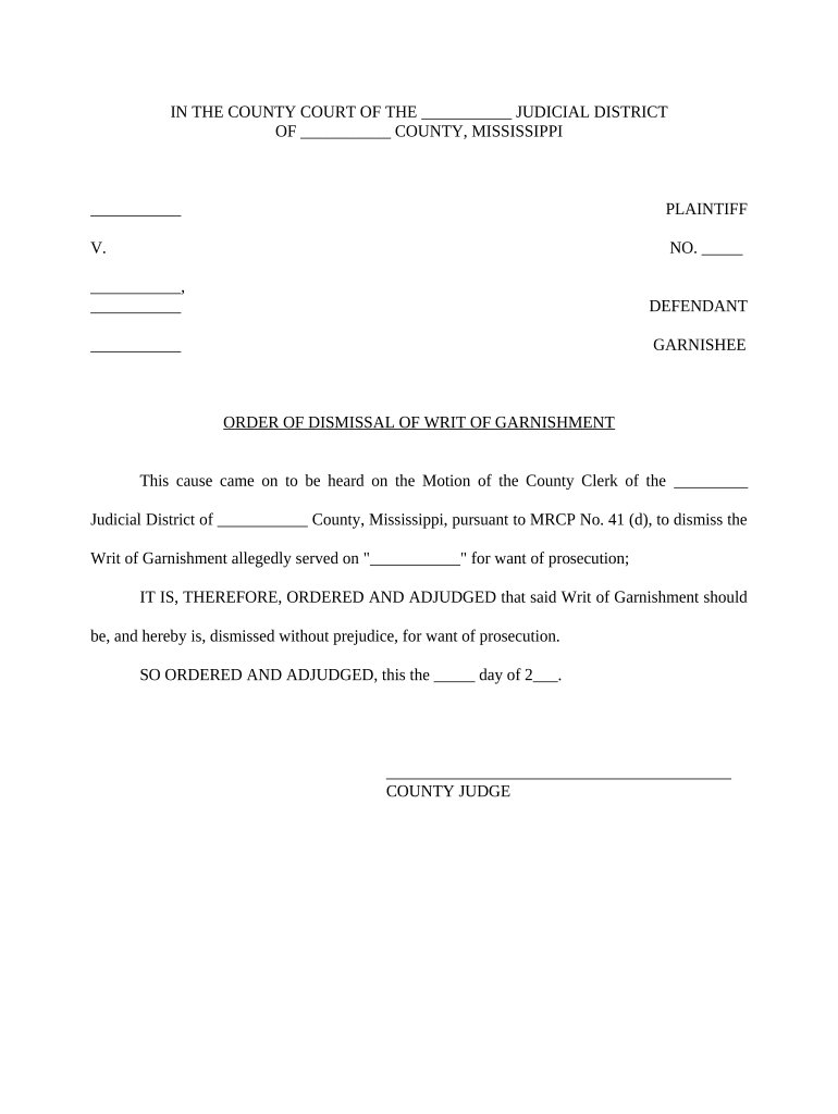 Writ Garnishment Form