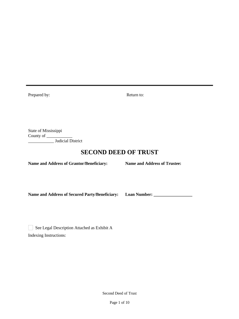 Second Deed of Trust Mississippi  Form