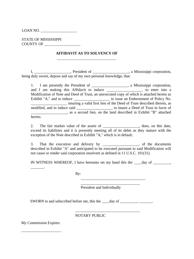 Mississippi Affidavit Document  Form