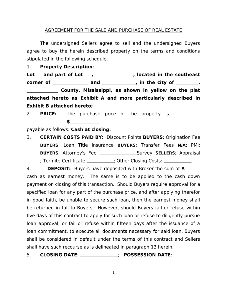 Mississippi Agreement Purchase  Form