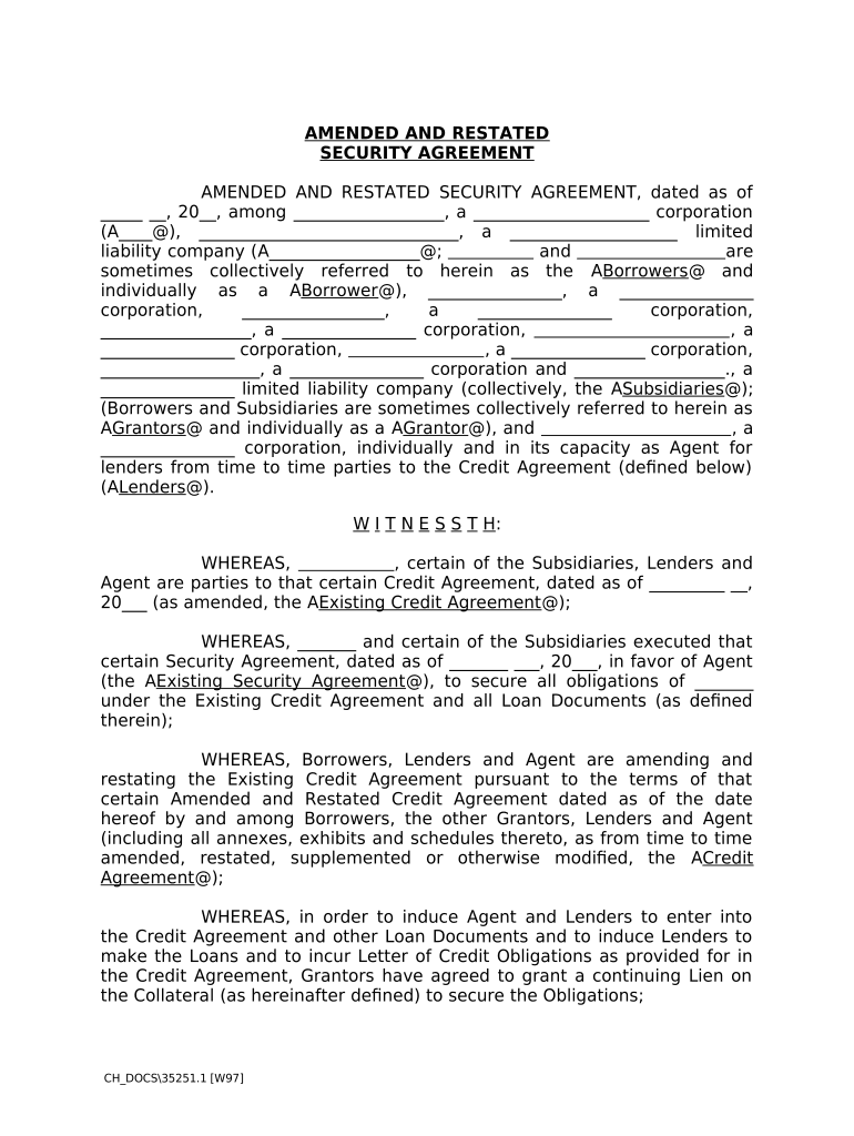 Amended and Restated Security Agreement Mississippi  Form