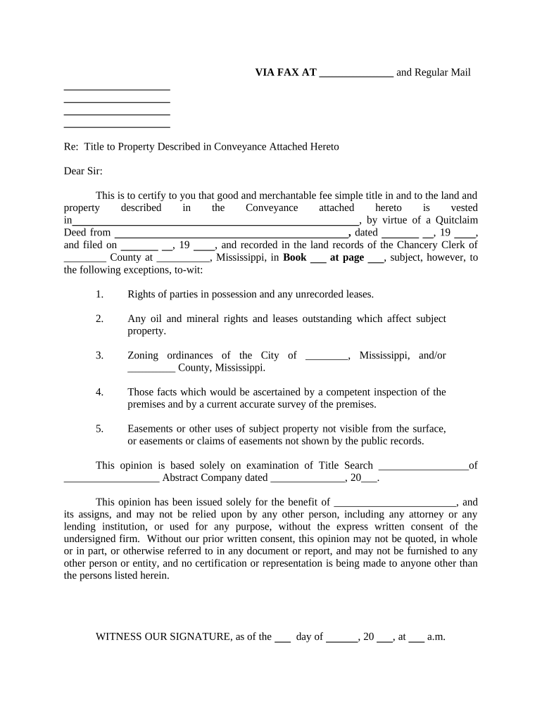 Mississippi Title Property  Form