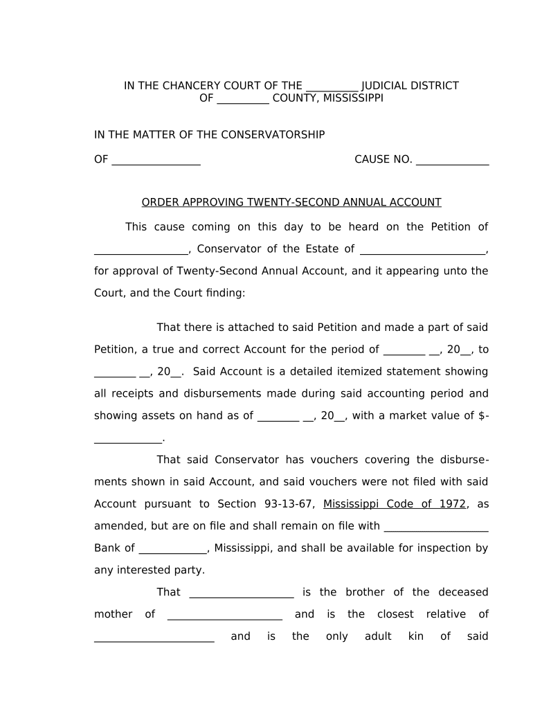 Mississippi Approving Accounting Order  Form