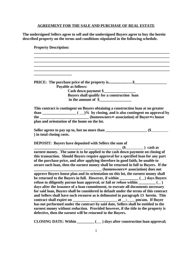 Purchase Land  Form