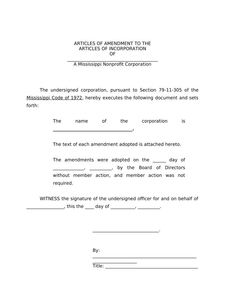 Fill and Sign the Ms Incorporation Form