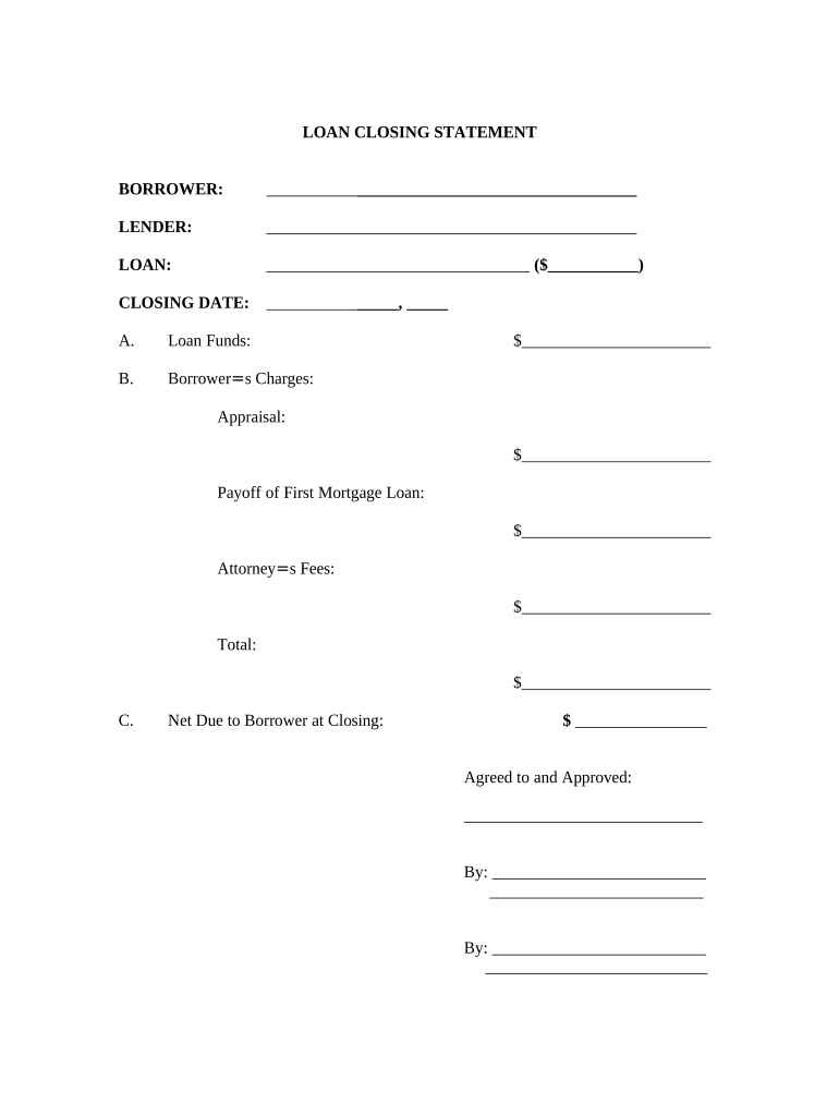 Closing Statement Template Form Fill Out and Sign Printable PDF
