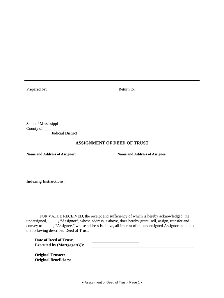 Mississippi Assignment  Form