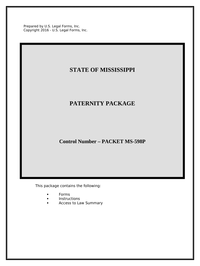 Paternity Case Package Establishment of Paternity Mississippi  Form