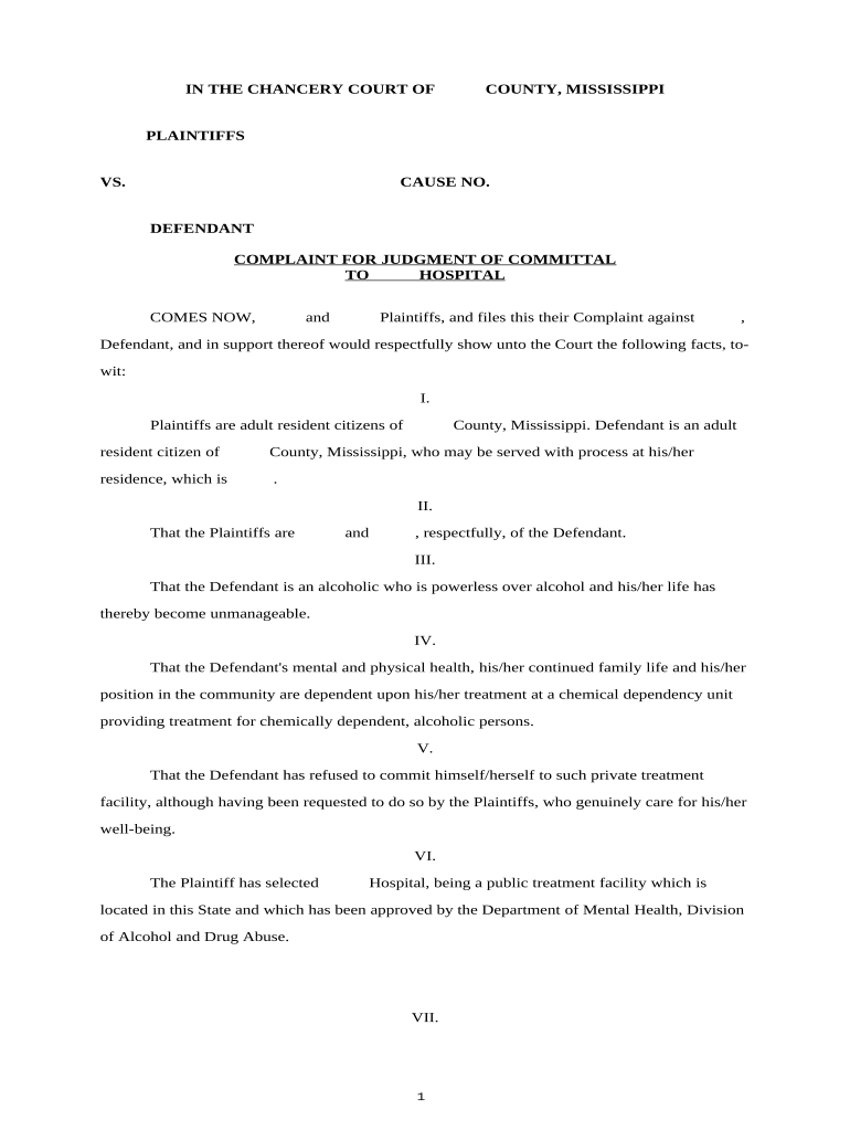 Mississippi Judgment  Form