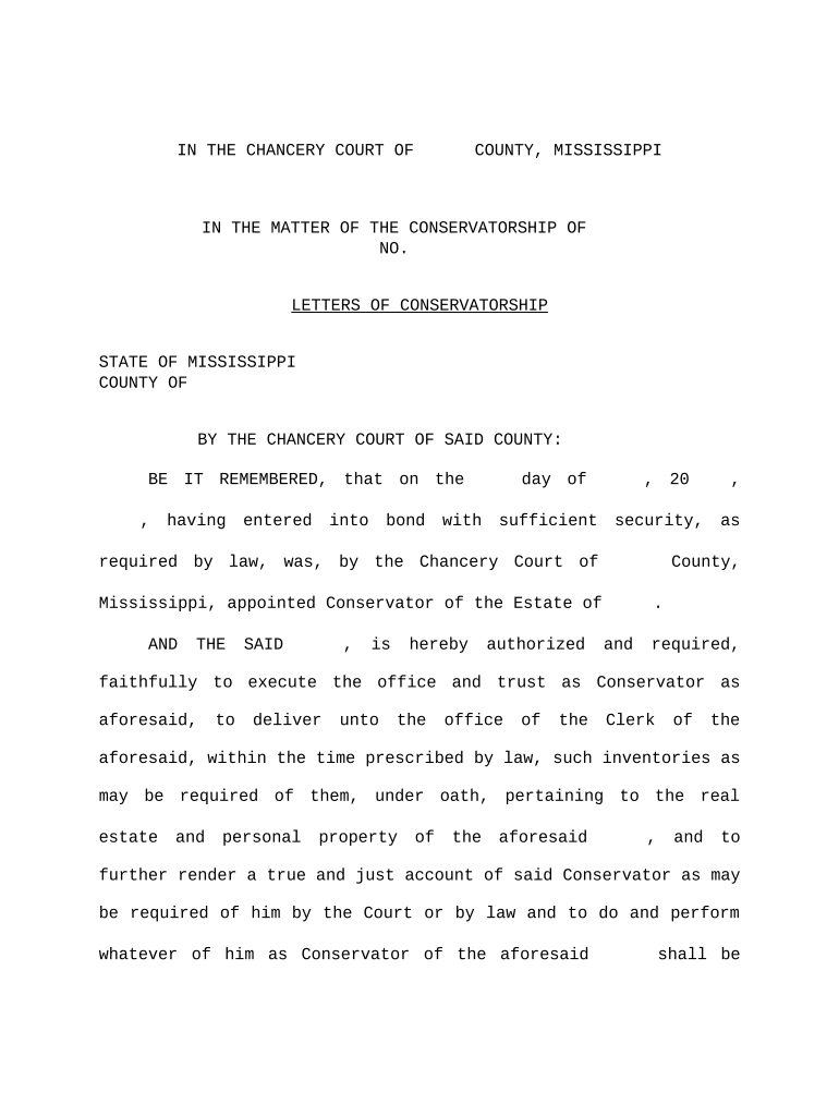 Conservatorship Mississippi  Form