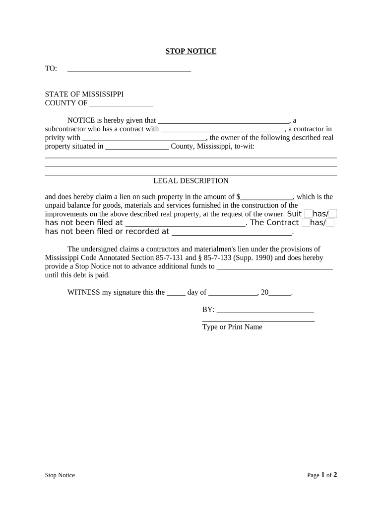 NOTICE is Hereby Given that , a Subcontractor Who Has a Contract with , a Contractor in Privity with , the Owner of the Followin  Form