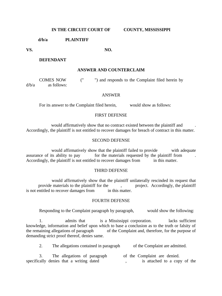 Mississippi Claim File  Form