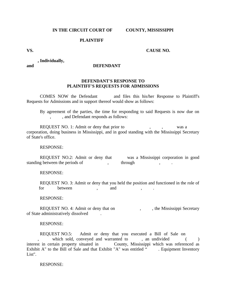 Defendant Admission  Form