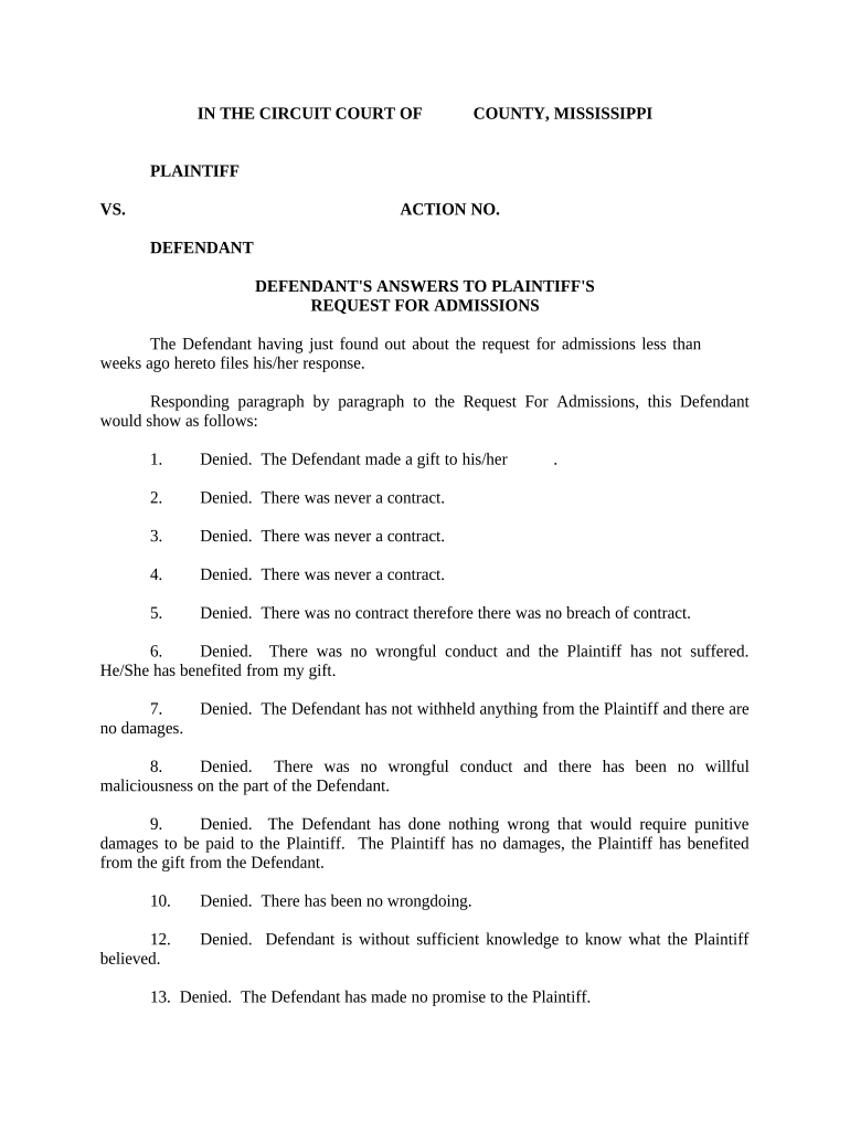 Answers Request Admissions Form Fill Out And Sign Printable Pdf