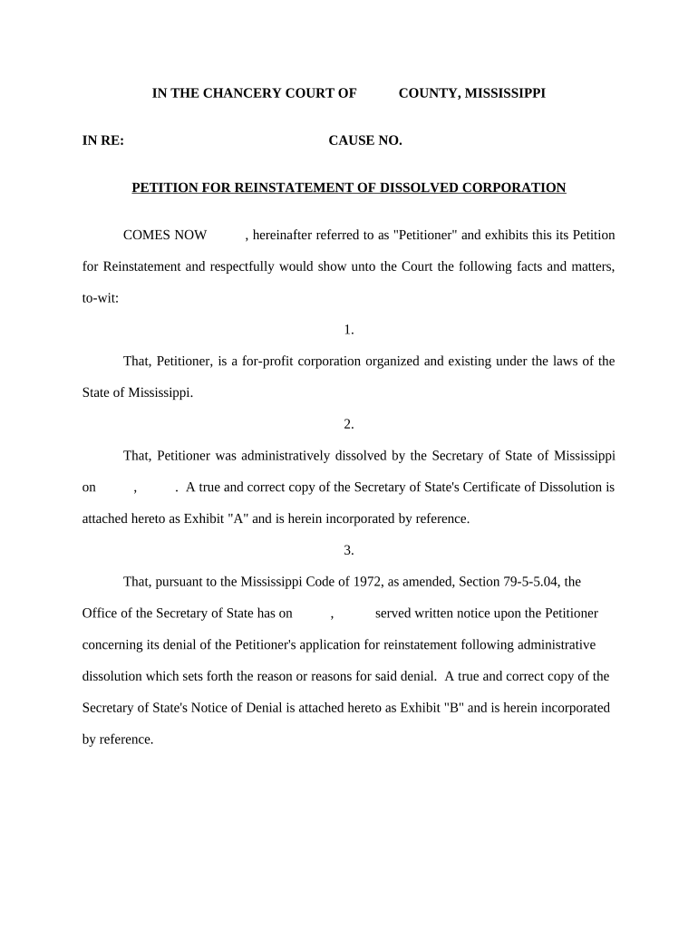 Mississippi Corporation  Form