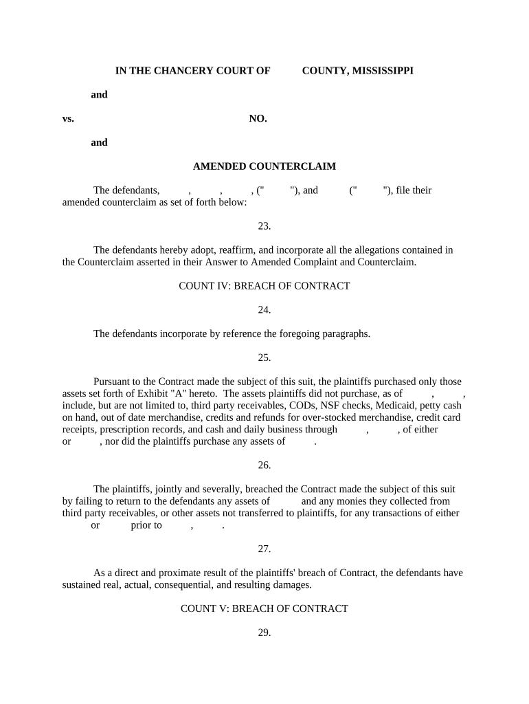Amended Counterclaim Mississippi  Form