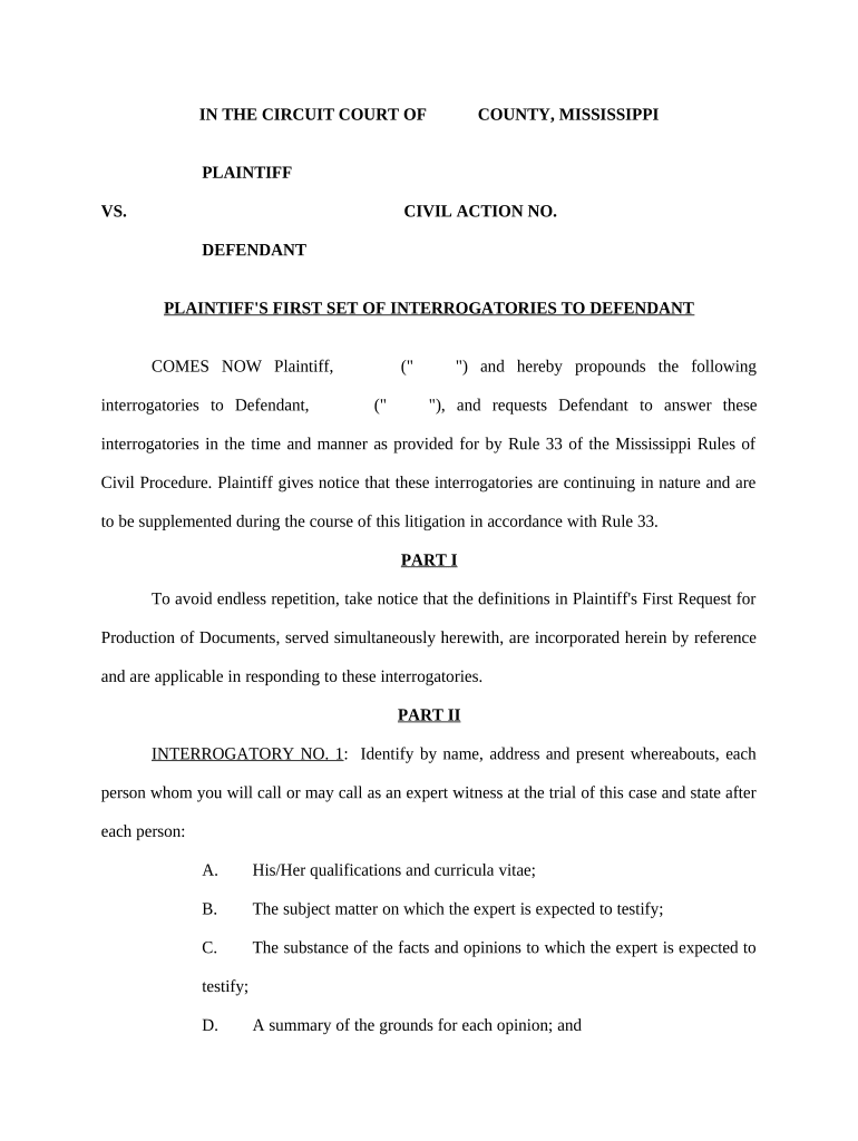 First Set Interrogatories  Form