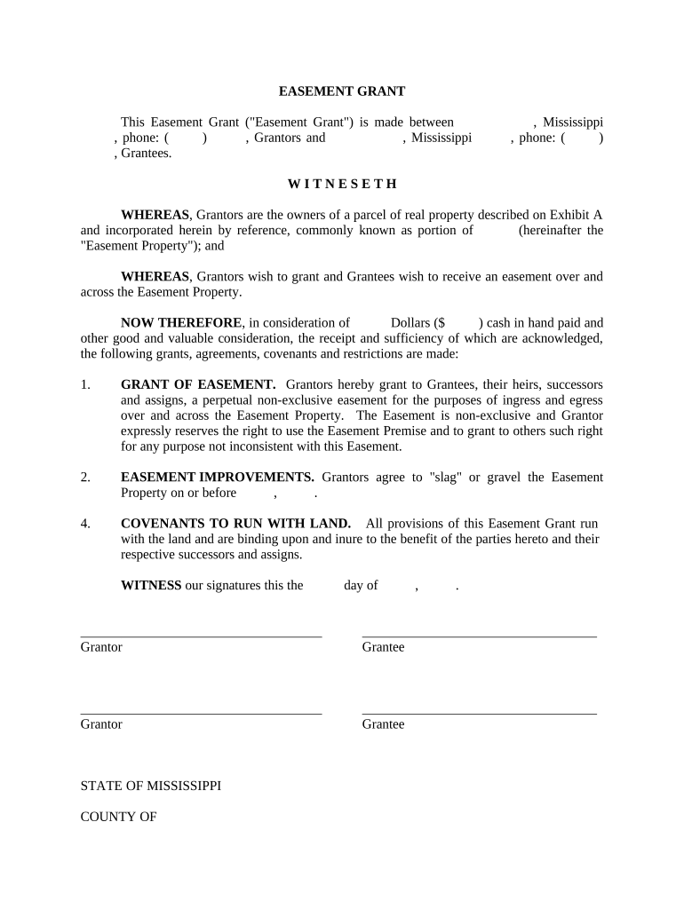 Easement Grant Mississippi  Form