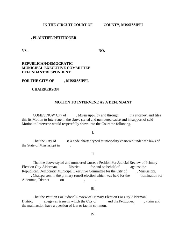 Motion Intervene Sample  Form