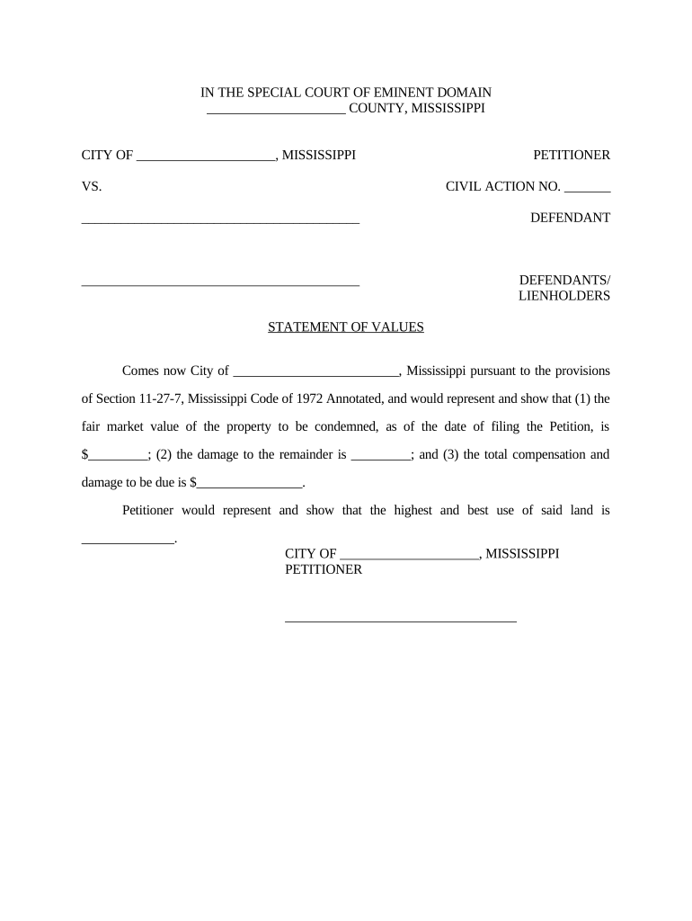 Statement of Values Mississippi  Form