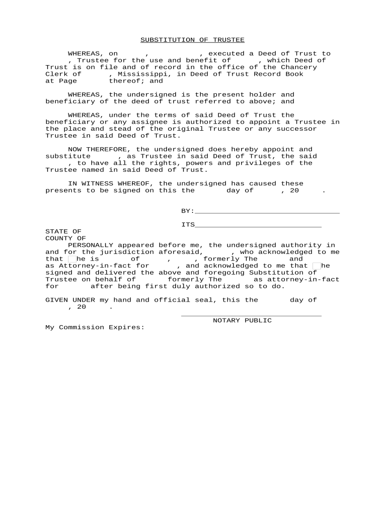 Substitution Trustee Form