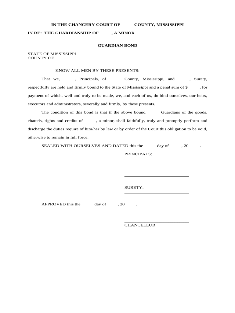 Guardian Bond Mississippi  Form