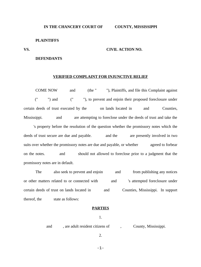 Injunctive Relief  Form