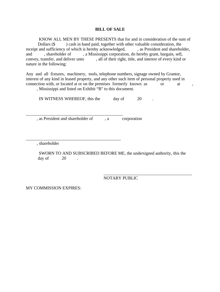 Ms Bill Sale  Form