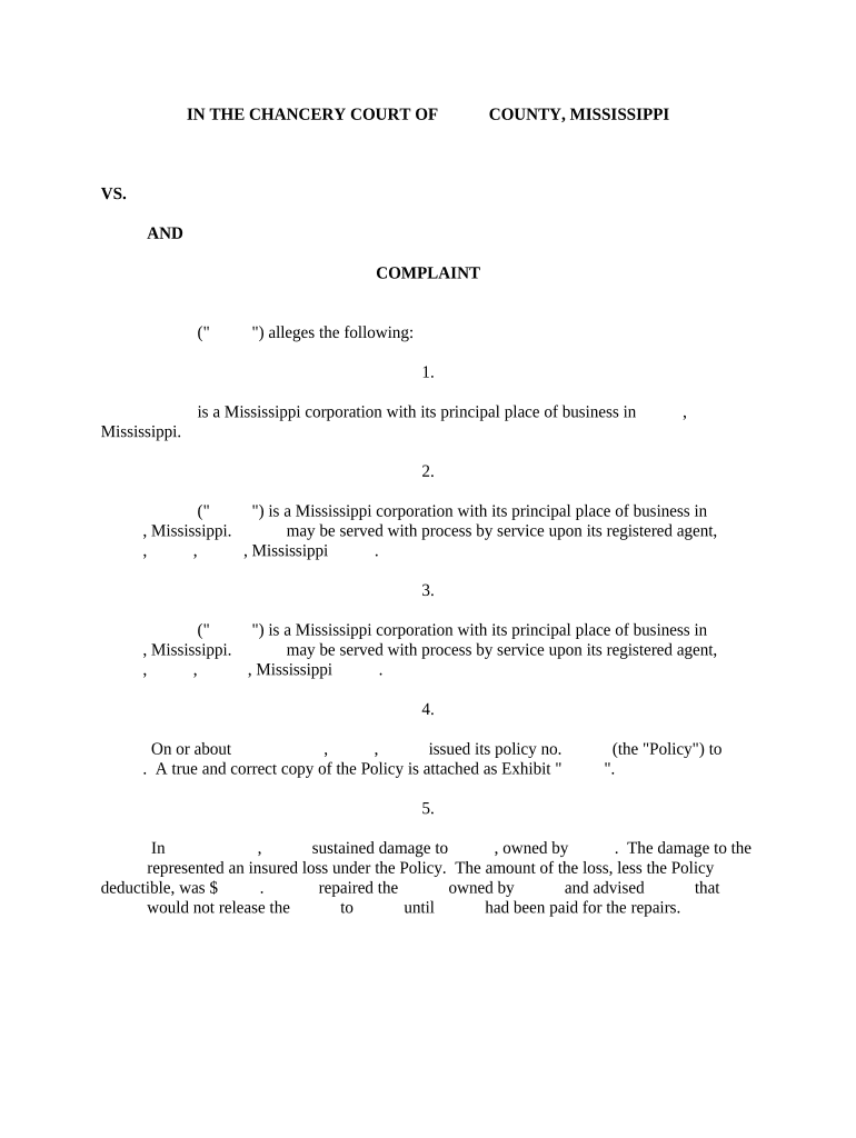 Complaint Mississippi  Form