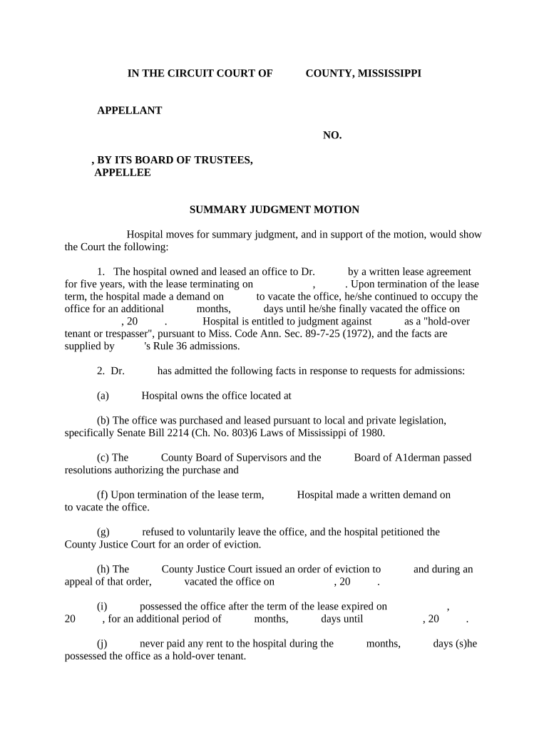 Plaintiff Motion Summary  Form