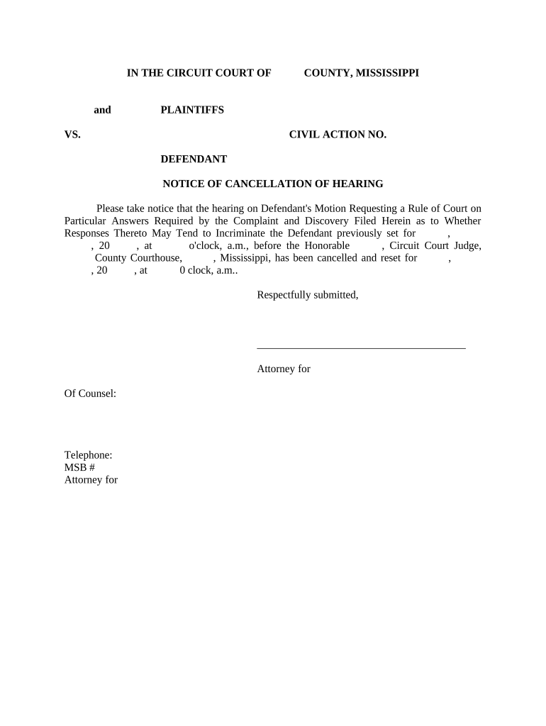 Notice Cancellation Form