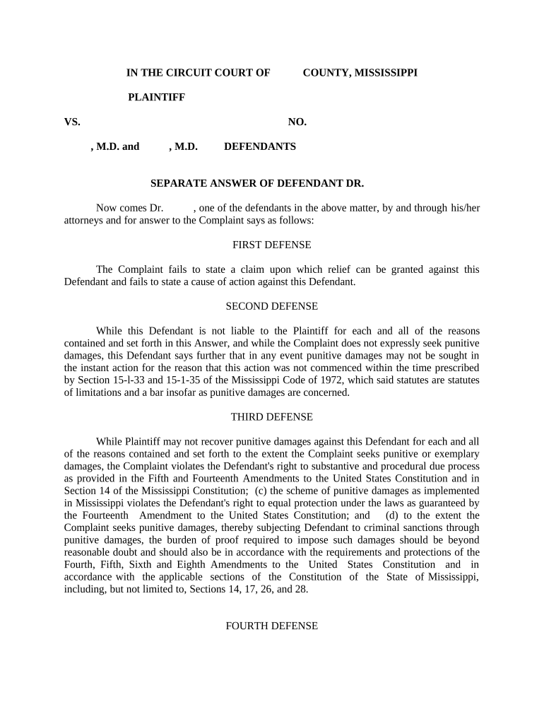 Separate Answer Mississippi  Form