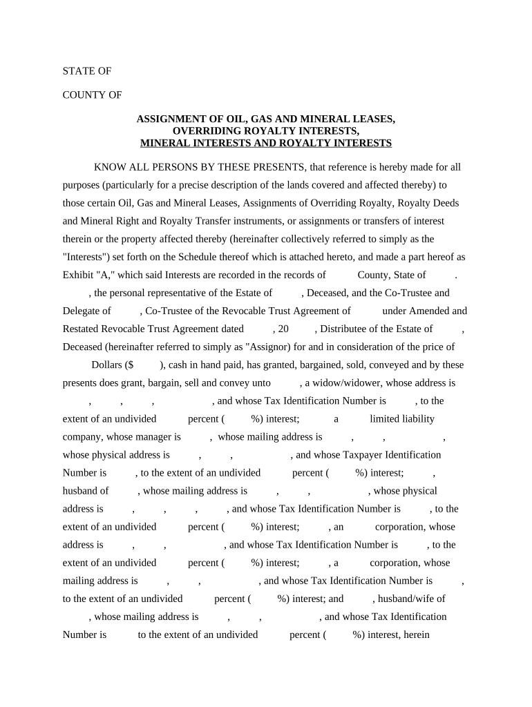 Assignment Oil Gas  Form