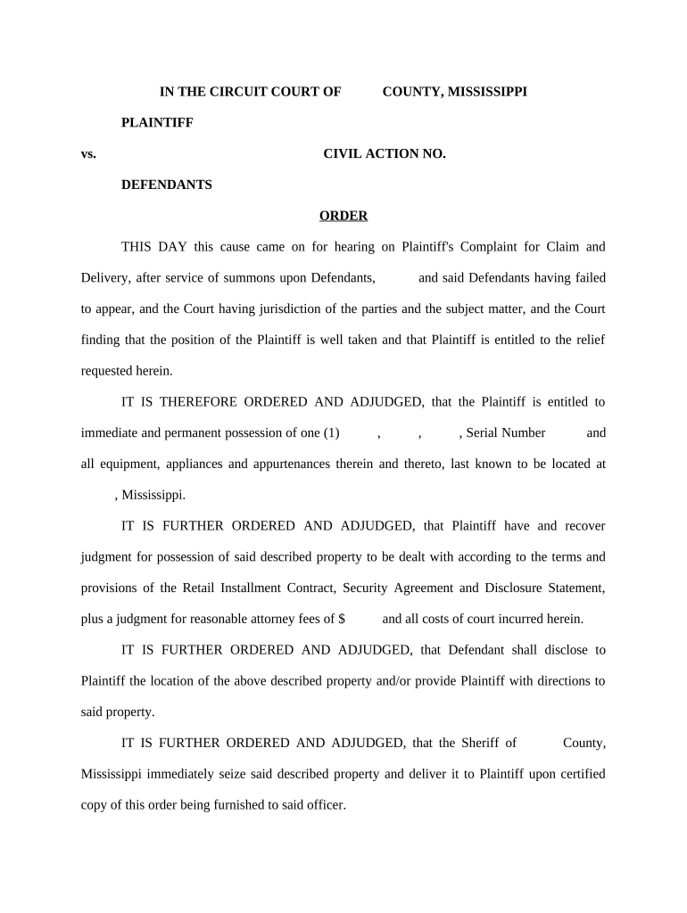 Mississippi Claim File  Form