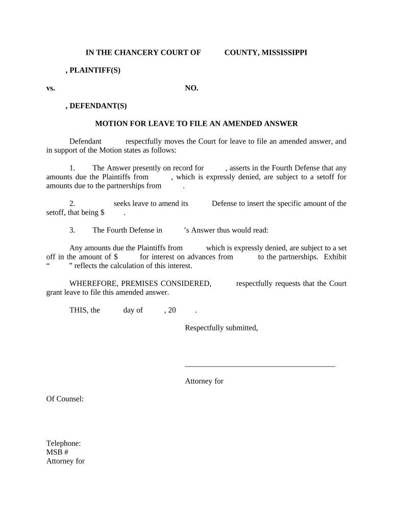 Leave Amended  Form