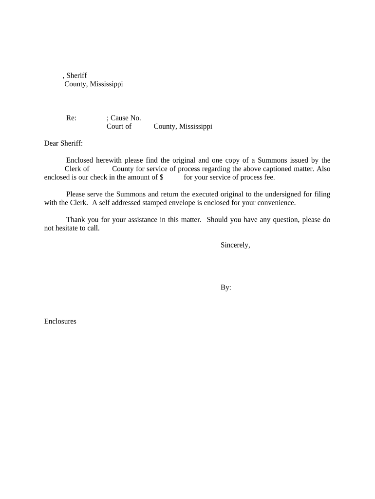 Letter to Sheriff Mississippi  Form