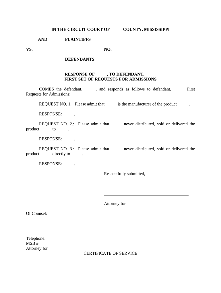 Response Request Admissions  Form