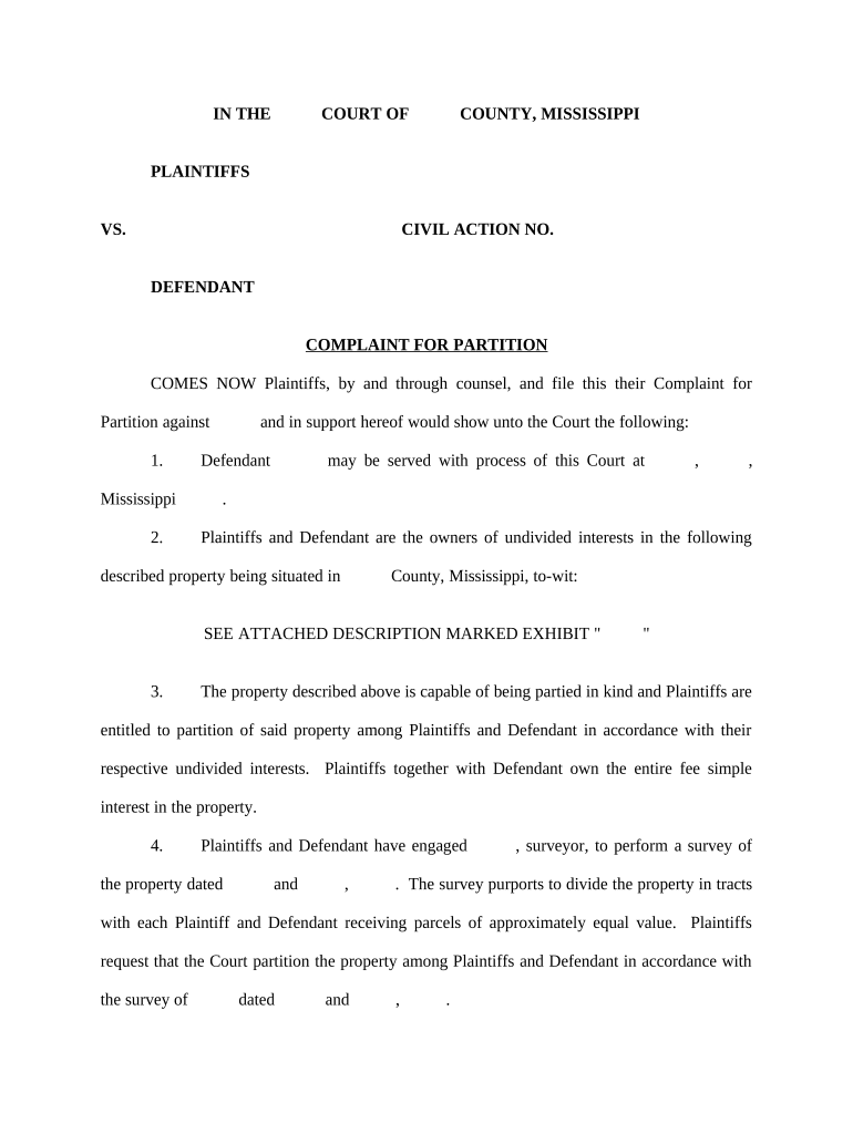 Mississippi Partition  Form