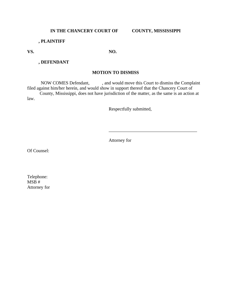 Motion to Dismiss Mississippi  Form