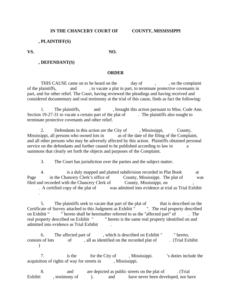 Order Correcting Final Judgment Mississippi  Form