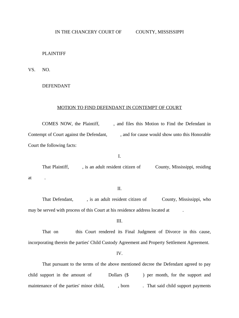 Contempt Court  Form