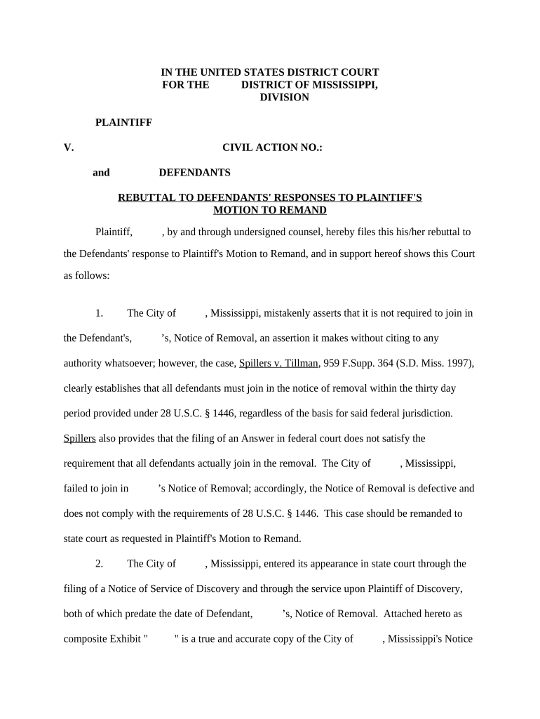 Responses Plaintiff  Form