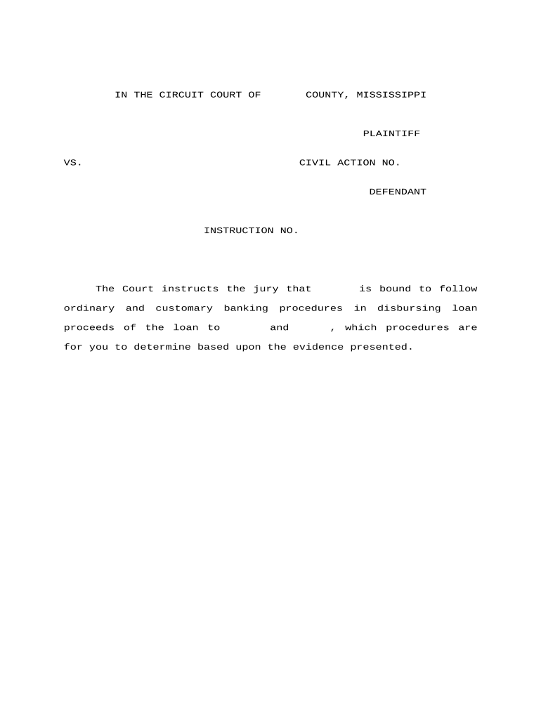 Jury Instruction Disbursement of Proceeds Ordinary Banking Procedures Mississippi  Form