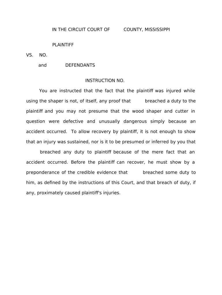 Jury Instruction Presumption Mississippi  Form