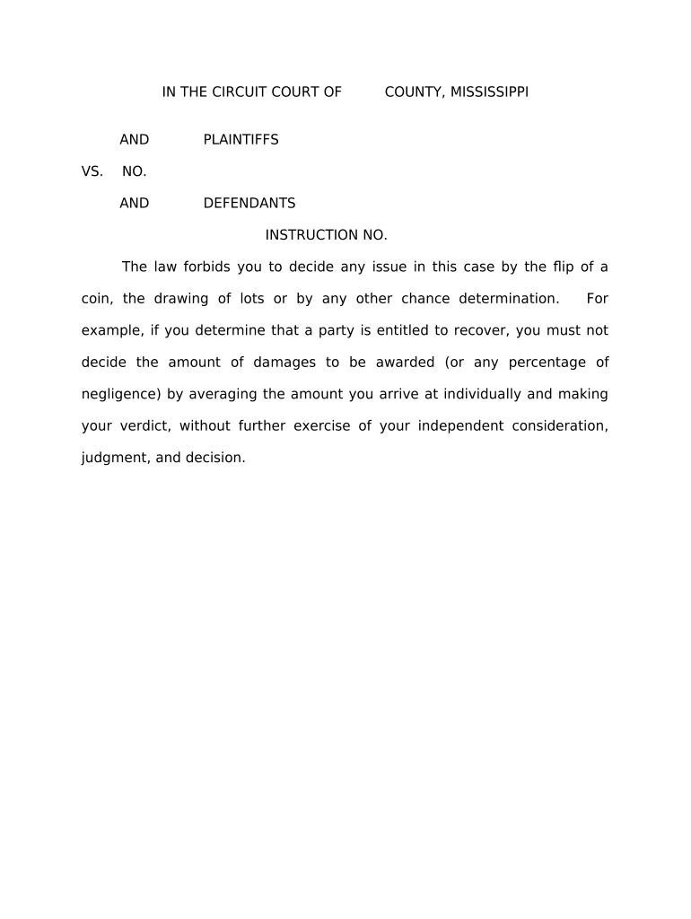 Jury Instruction Drawing Lots Instruction Mississippi  Form