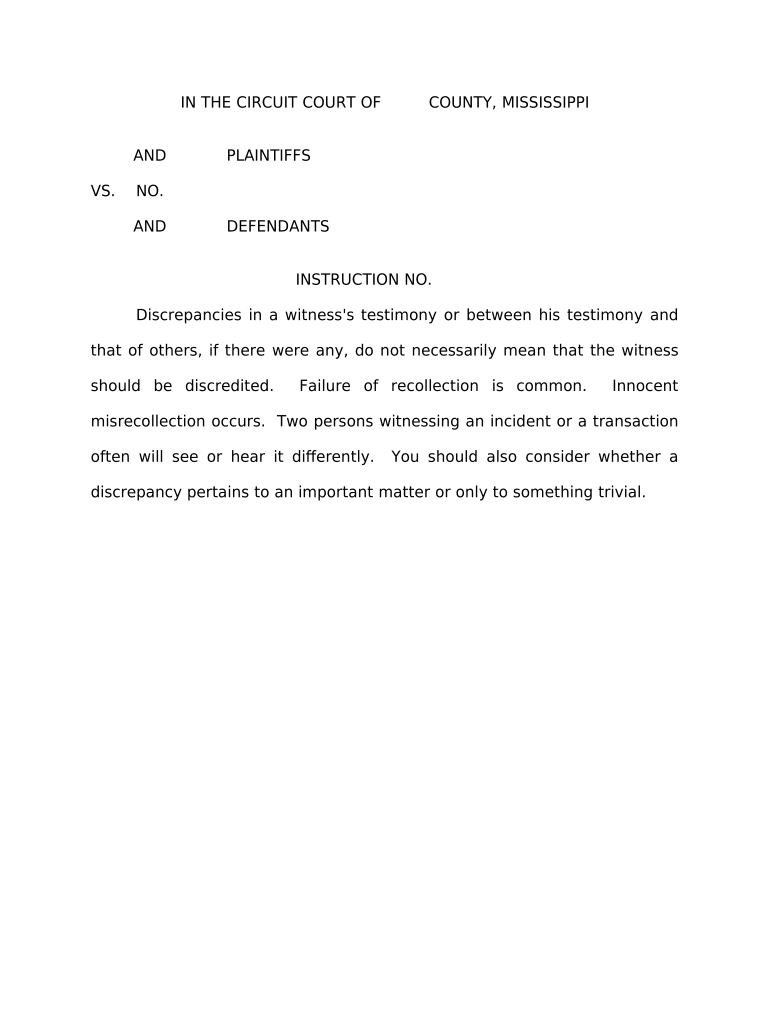 Jury Instruction Witness Testimony Mississippi  Form
