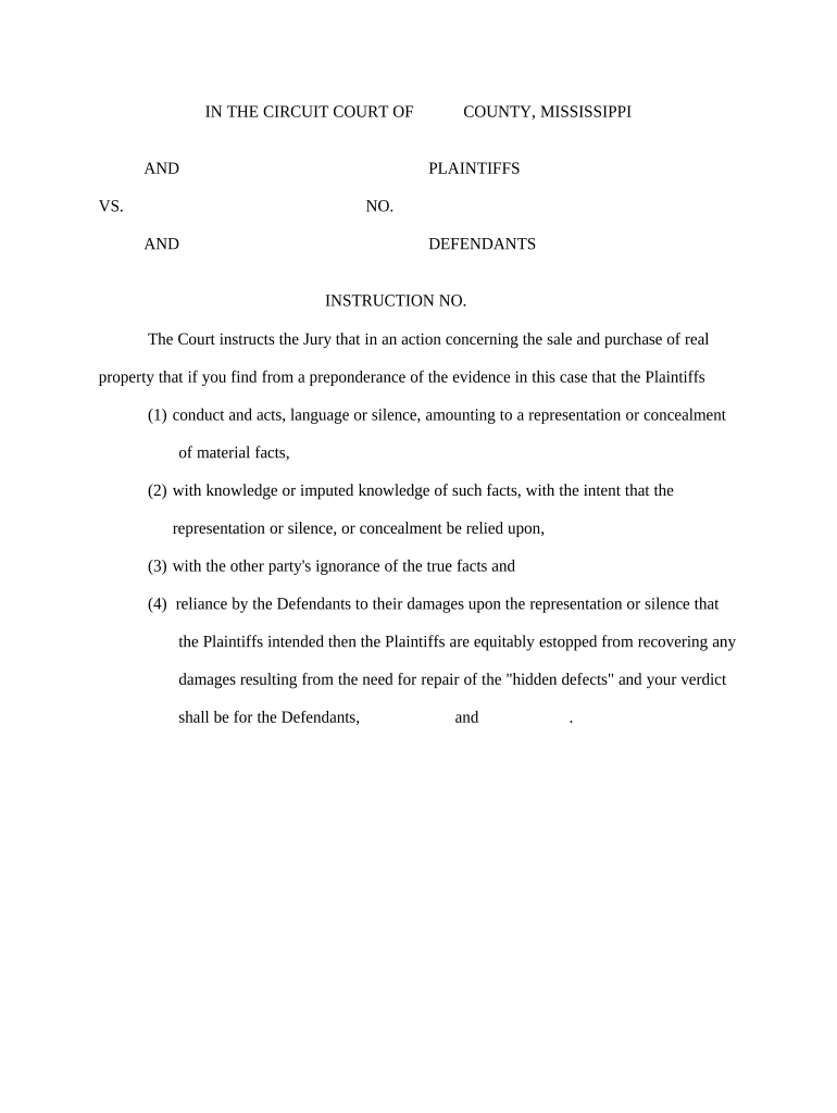 Jury Instruction Misrepresentation Mississippi  Form