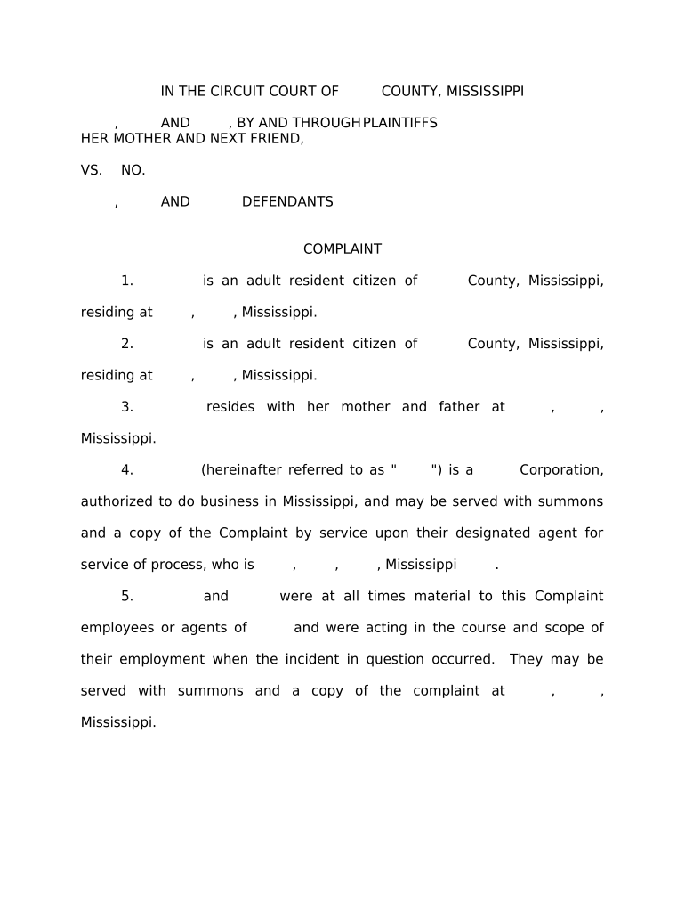 Jury Instruction Complaint Injury by Power Lines Mississippi  Form