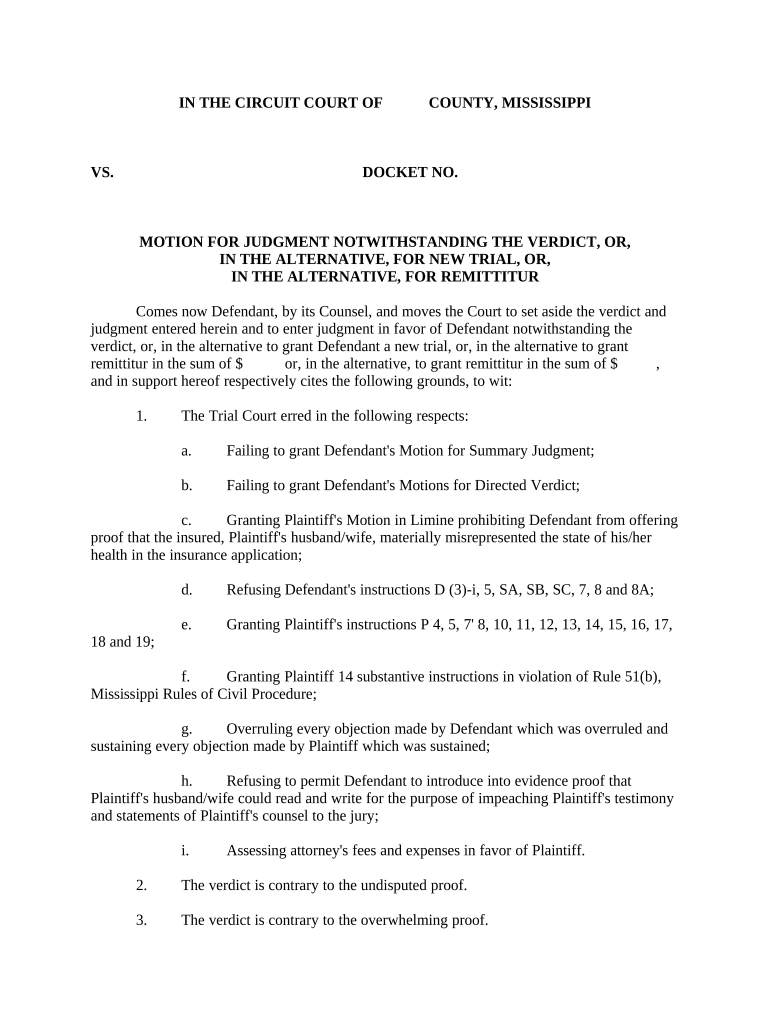 Motion Judgment  Form
